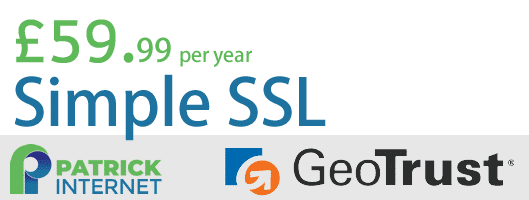 £59.99 Simple SSL offer by Patrick Internet and GeoTrust.
