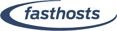 Fasthosts company logo in blue and green oval.