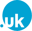 .UK domain logo with light blue text