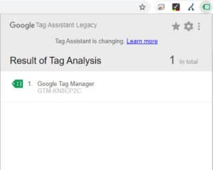 Google Tag Manager test result shows the Tag is successfully installed in WordPress
