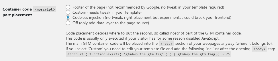 Codeless injection of your Google Tag Manager ID in WordPress