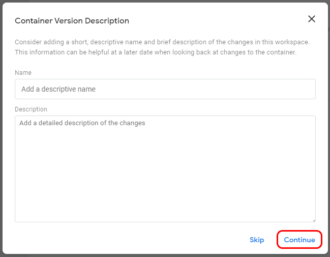 How to add the Google Tag Manager description