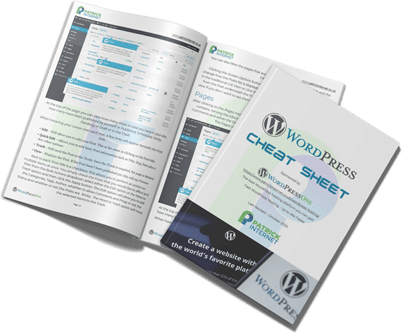 Open WordPress Cheat Sheet guide on desk.