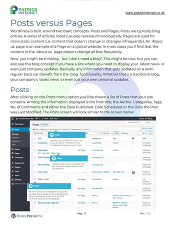 Picture showing WordPress Pages and Posts