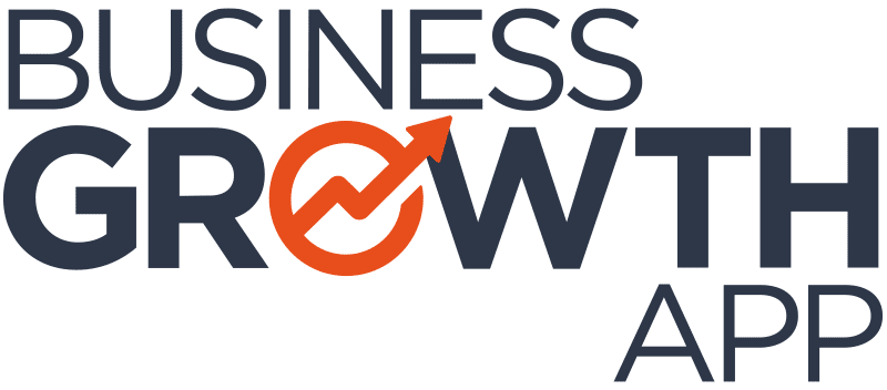 Logo for Business Growth App with upward arrow.