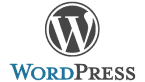 WordPress logo in white on green background.