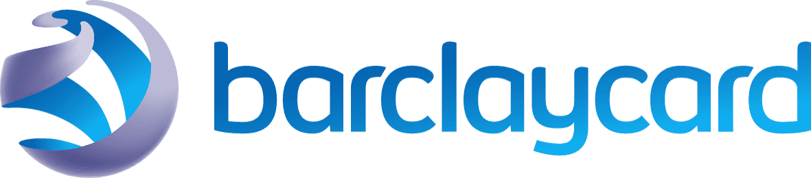 Barclaycard logo with stylized blue and silver swirl.